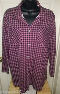 Liz Claiborne Womens Shirt Top Blouse Size L Large Red White Blue Plaid - Picture 1 of 3