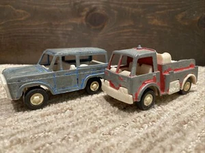 Vintage 1970 TootsieToy Metall Spielzeug Lot - Ford Bronco & Feuerwehrauto - 4" lang - USA - Bild 1 von 12