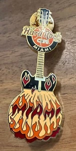 Hard Rock Cafe Miami 2005 Basketball Playoffs Heat Flaming Flames Guitar Pin - Picture 1 of 2