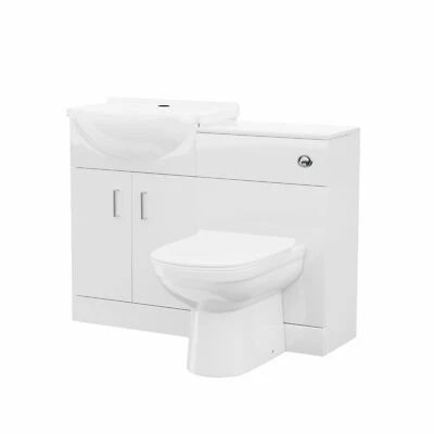 Basin Vanity Sink Toilet Pan and seat Unit WC with Concealed Cistern Set | Zebra