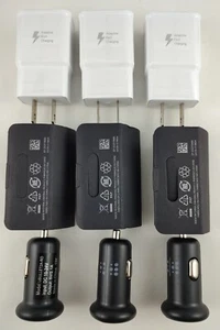 3 PACK Fast Charger Wall, Car Plug, USB Cable 15W for Samsung Galaxy Smartphones - Picture 1 of 7