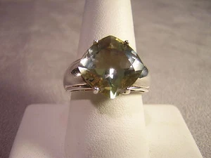 Sterling Silver Ring with very light greenish tint stone ~ Thailand - Picture 1 of 5