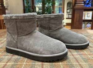 UGG Classic Mini Shearling Braid Boots Gray 1166751 Women Size 10 **NEW** - Picture 1 of 11