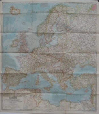 1957 Cold War Map EUROPE Hungary Poland Russia Germany Italy Greece France Spain - Image 1 of 4