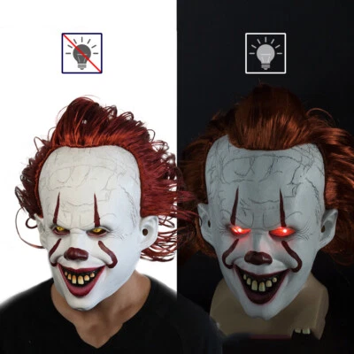 LED Pennywise Clown Mask Stephen King's It Chapter Two Masque Movie Cosplay Mask - Image 1 of 4