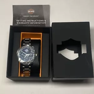 Harley Davidsons Damen Neu in OVP Uhr silberfarben glitzerndes blaues Zifferblatt, Bulova, 35mm - Bild 1 von 8