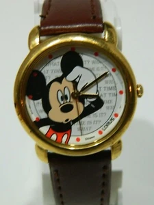 Disney Mickey Mouse Watch  new Leather Band & battery lot325./box 141 - Picture 1 of 10