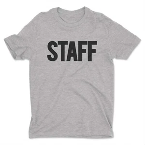 Men's Staff T-Shirt Front Back Print Tee Event Uniform Screen-Printed Shirt - Picture 1 of 25