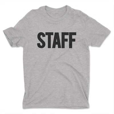 Men's Staff T-Shirt Front Back Print Tee Event Uniform Screen-Printed Shirt - Image 1 of 4