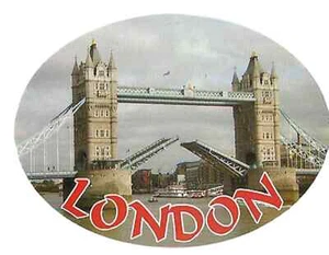 London Tower Bridge Oval External Car Bumper Sticker Decal - Picture 1 of 3
