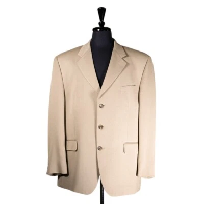 Chaps Ralph Lauren Mens 44R Sport Coat Blazer Beige 3 Button Rayon Poly Jacket - Image 1 of 4