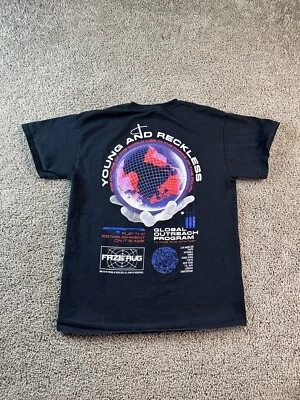 Young And Reckless Shirt Mens Medium Black Blue Global Outreach Program - Image 1 of 4