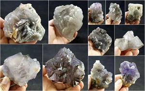 Fluorite Specimens Lot Natural Purple Blue Cubic Formation Crystals 4.6kg 11Pcs - Picture 1 of 12
