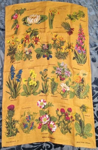 Toalla de té vintage Old Bleach 672 flores silvestres 28x17" lino irlandés puro - Imagen 1 de 9