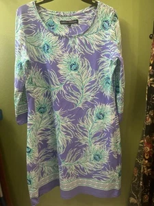 Barbara Erickson Foliage Print 3/4 Sleeve Resortwear Dress Size Large - Picture 1 of 3