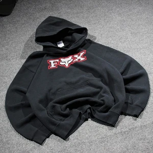Vintage Fox Racing Hoodie Mens Medium Black Grunge Retro Embroidered 90s Skater - Picture 1 of 7
