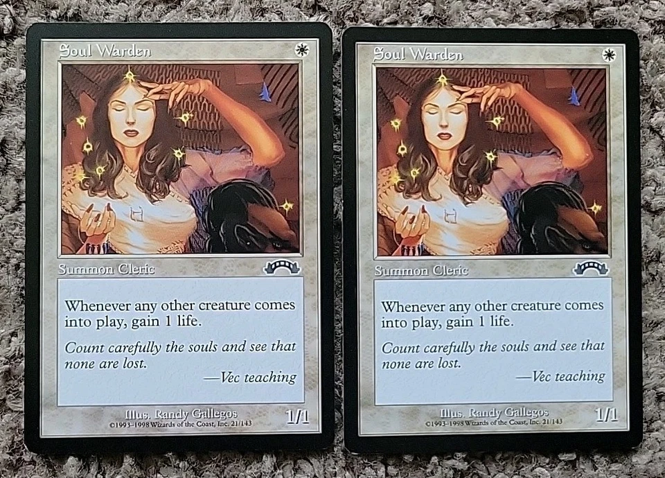 2x X2 MTG Magic the Gathering Soul Warden (21/143) Exodus LP-NM  - Image 1 of 1