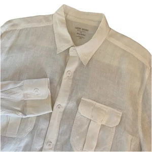 Lucky Brand Shirt Men’s Large Baird McNutt White Irish Linen Casual Button Down - Picture 1 of 13