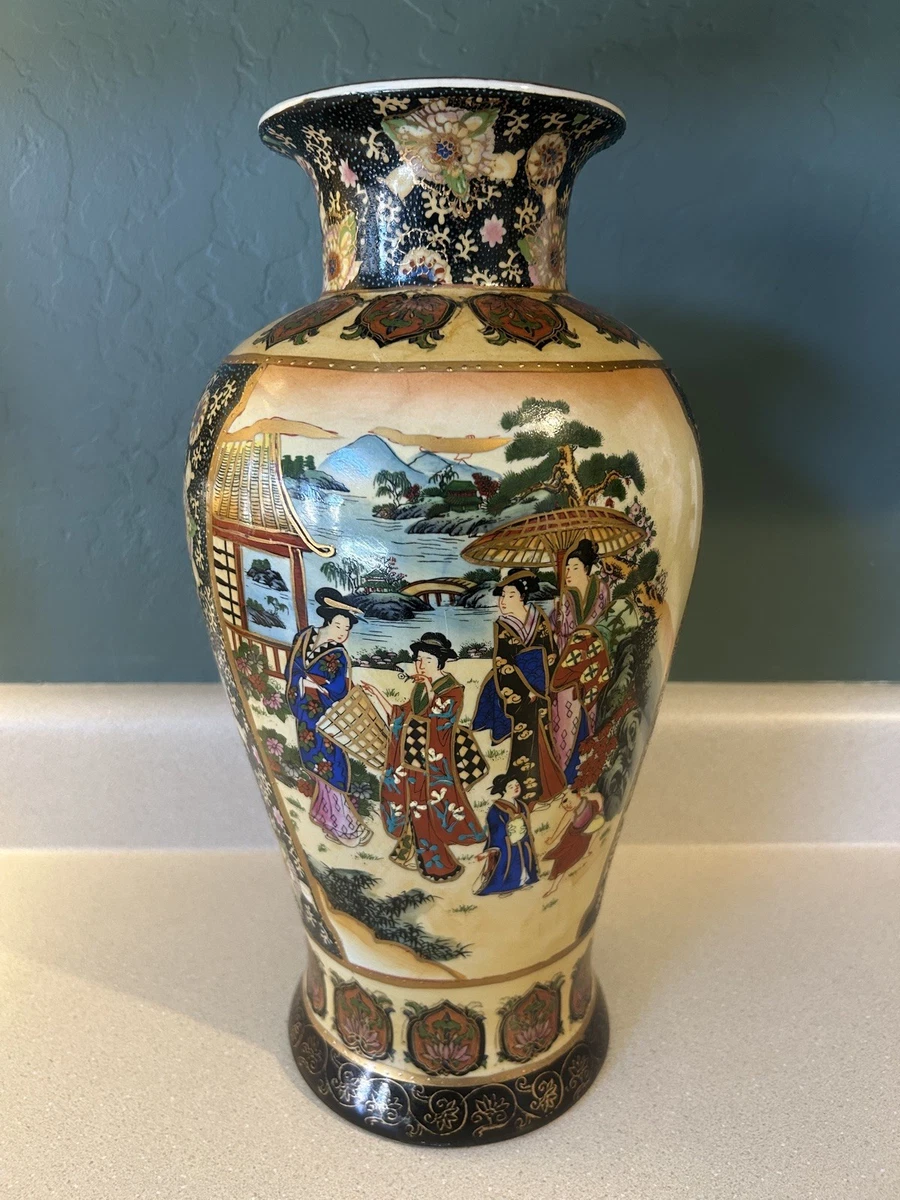 艺妓花瓶日本古董花瓶| eBay