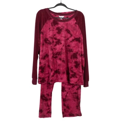 Secret Treasures Pajama Set 3X 22W 24W Burgundy Long Sleeve Elastic Waist PJs - Image 1 of 4