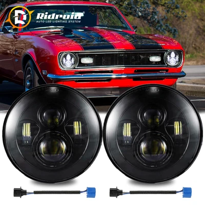 Faros LED de 7" haz alto/bajo DOT Fit Chevrolet Camaro Z28 SS RS 1967-1981 2 piezas Foto 1 de 4