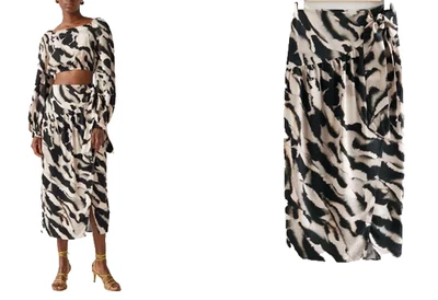 & Other Stories Fixed Wrap Midi Animal print Skirt, EU 40 - Image 1 of 4