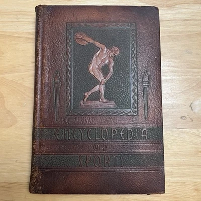 Vintage Encyclopedia Of Sports Leather Bound 1944 Frank G Menke Embossed Leather Foto 1 de 4