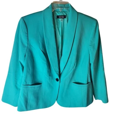 Chaqueta Blazer Nine West One Button Seafoam Aqua, 16W Foto 1 de 4