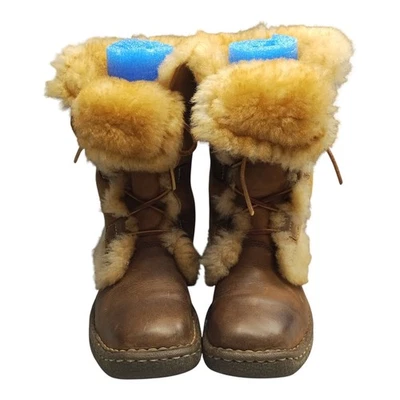 Born Winter Snow Boots Womens US 10 Brown Shearling Square Toe Mid-Calf Lace Up - Image 1 of 4