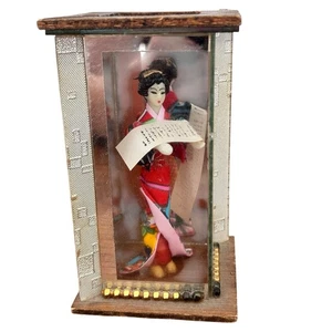 Vintage Miniatur japanische Geisha Figur versiegelt im Etui Kuppel 4" Otagiri - Bild 1 von 7