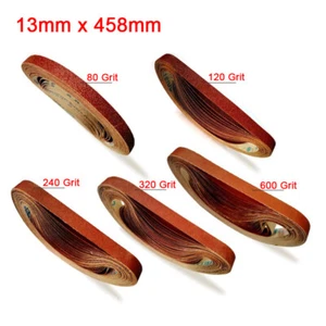 13 mm x 458 mm cinturones de lijado cinturones abrasivos de molienda 80 120 240 320 600 grano - Imagen 1 de 4