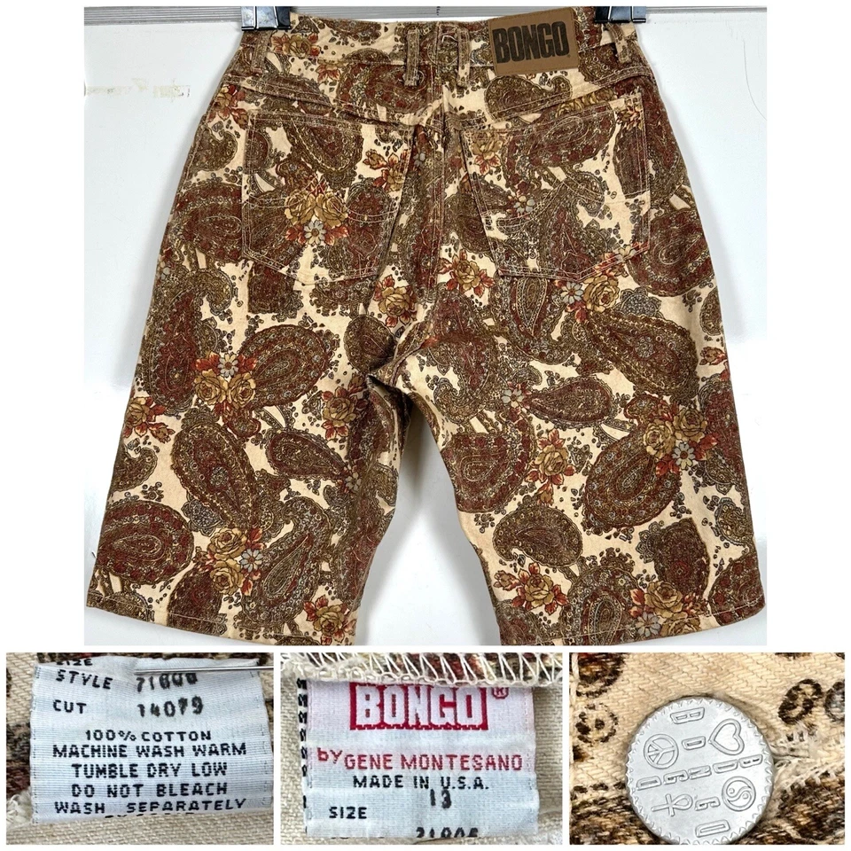 Bongo Vintage Women’s  Brown Paisley Shorts Size 13 MADE IN USA EXCELLENT CONDIT - Image 1 of 4