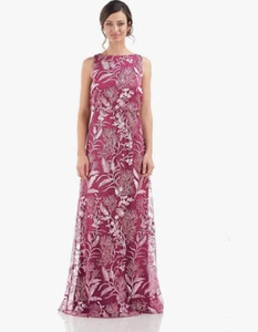 JS Collections Women's Rita Boat Neck Blouson Gown, Pink, Size 8 - Picture 1 of 6