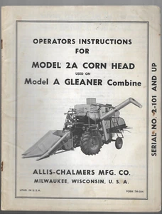 Allis-Chalmers Modelo 2A Cabeza de Maíz Modelo A Recolector Combinación Manual de Operador - Imagen 1 de 3