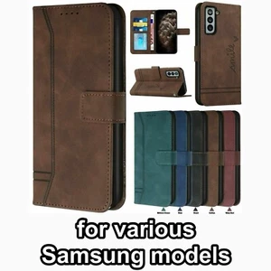 Flip Leather Wallet 'Smile' Phone Case For Samsung - Picture 1 of 7