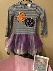 Skull Candy Striped Halloween Girl Tulle Tutu Dress Costume Size 6 Purple Black