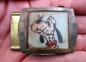 Hebilla de cinturón de colección para perros y mariposas arte parpadeo lenticular difícil de encontrar latón raro en muy buen estado+ - Imagen 1 de 4