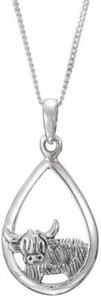 Sterlingsilber Highland Kuh Halskette - Bild 1 von 1