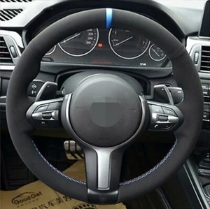 BMW F32 F30 F34 F87 M2 M3 F80 F82 F12 F13 ALCANTARA STEERING WHEEL COVER BLUE - Picture 1 of 11