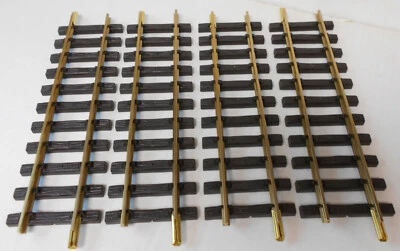 LGB 10000 G-Scale 12 inch Straight Track - 4 pcs, Brown Ties with Brass Rail  - Image 1 of 3