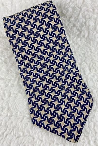 Claiborne Men's Necktie Blue Beige 100% Imported Silk - Picture 1 of 4