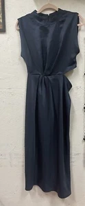 NEW Zara Blue Cut Out Satin Effect Dress Medium 1165/213 Holiday Cocktail - Picture 1 of 9