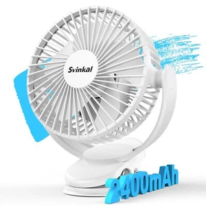 Svinkal usb Personal Clip on Fan 2400mAh Battery Operated 6in Type C 3 Speed ... - Picture 1 of 7