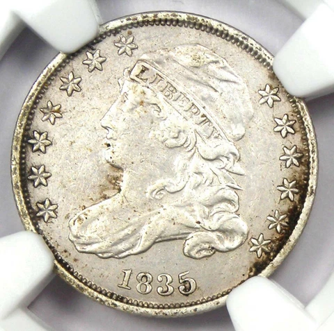 1835 Capped Bust Dime 10C - NGC AU Details - Rare Early Date - Certified Coin! Cover