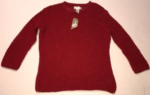 Jones New York Sport Women's Red Sz Small Open Weave Knit 3/4 Sleeve Sweater NWT - Picture 1 of 7