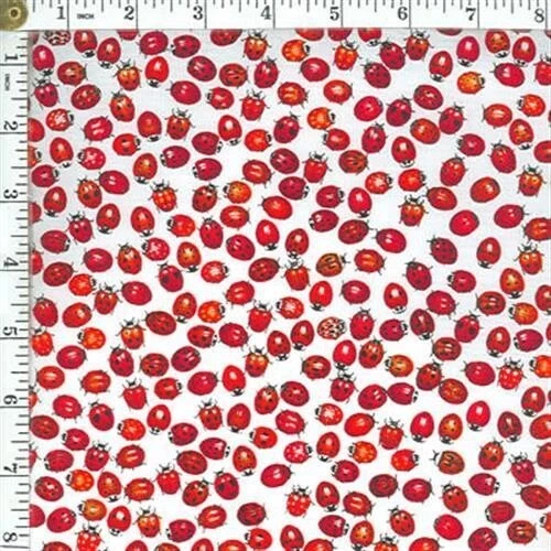 Tela de algodón edredón blanco Ladybugs rojos tesoros atemporales de 3/4 yardas C2296 Foto 1 de 1