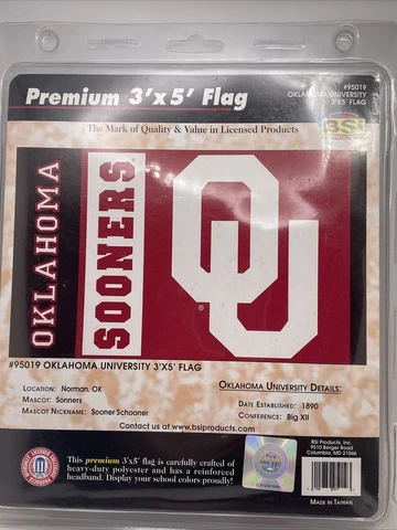 University of Oklahoma Sooners Flag OU Large 3x5  Officially Licensed NEW SEALED Cover