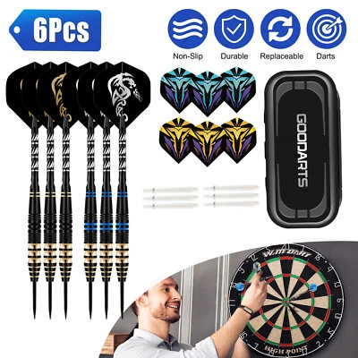 GOODARTS 23g Professional Steel Tip Darts Set Barrel Aluminium Metal Shafts 6PCS w/ Case