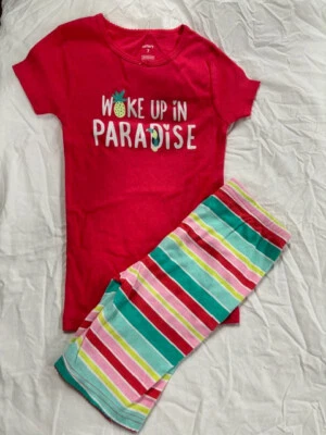 CARTERS GIRLS WOKE UP IN PARADISE 2 PIECE SET PAJAMA (PINK/ MULTI 7)NWT - Image 1 of 2