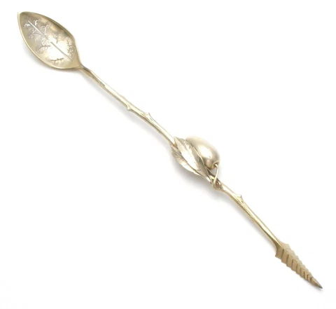 Gorham Olive Spoon Spear Sterling Silver Aesthetic Movement Naturalistic Antique Cover